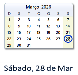28 Março 2026 calendario