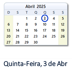 3 Abril 2025 calendario
