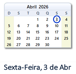 3 Abril 2026 calendario