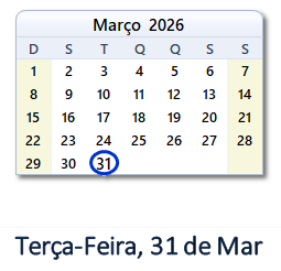 31 Março 2026 calendario