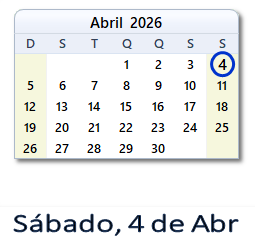 4 Abril 2026 calendario