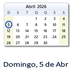 5 Abril 2026 calendario