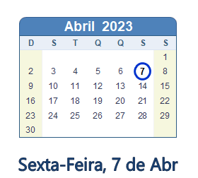 7 Abril 2023 calendario