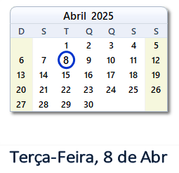 8 Abril 2025 calendario